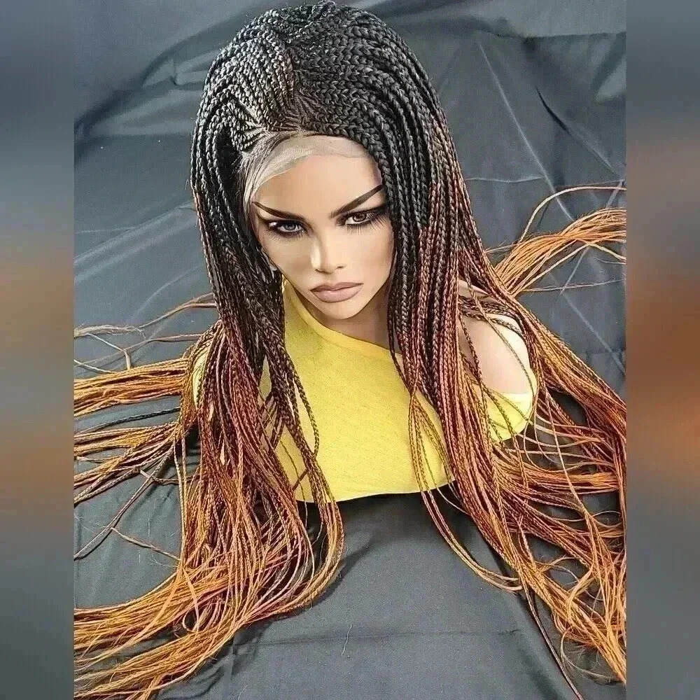 ๐ฅ Auburn Ombre Box Braids Wig w/Lace | Premium Synthetic | Heat Resistant - Picture 10 of 15